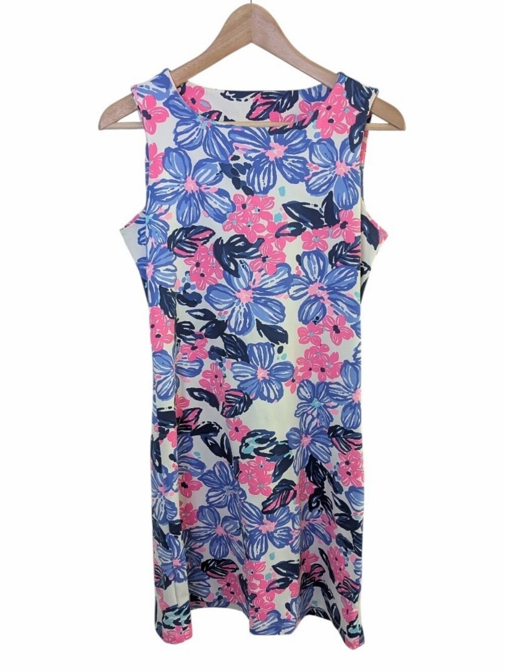 Mahi Gold Ryder Pink & Blue Floral Sleeveless Shift Dress Medium